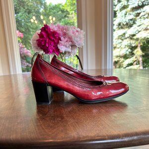 Cherry Red Patent Leather low heels